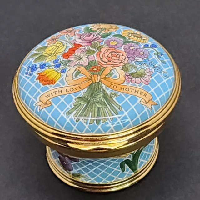 HALCYON DAYS ENAMELS Trinket Box Mother's Day 2002 Flowers ENGLAND See ...
