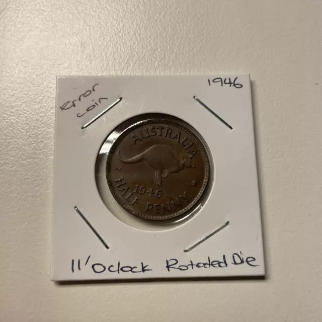 Australian 1946 y. HALF PENNY Rotation Error