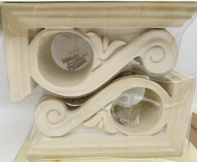 Set of 2 Decorative Wall Drapery Sconces Curtain Carved Ivory Victorian Romantic