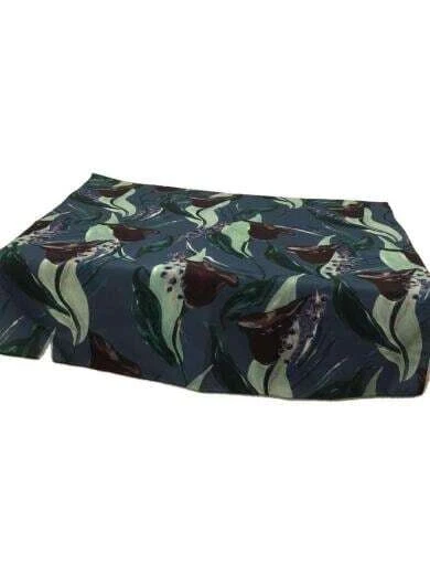 HERMES Scarf Polyester Blue Floral Pattern Men s