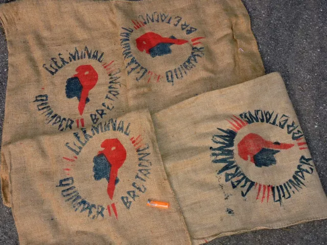 GRAND ANCIEN SAC à PATATES BRETAGNE - QUIMPER - TOILE de JUTE ou CHANVRE - SUPER