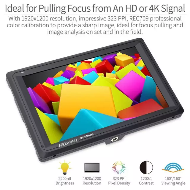 FEELWORLD FW279 7 Inch DSLR Camera Field Monitor 2200nits Ultra Bright 4K HDMI 3