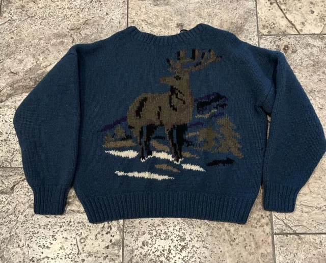 Vintage Gap Sweater Deer ASIS Flaws Large