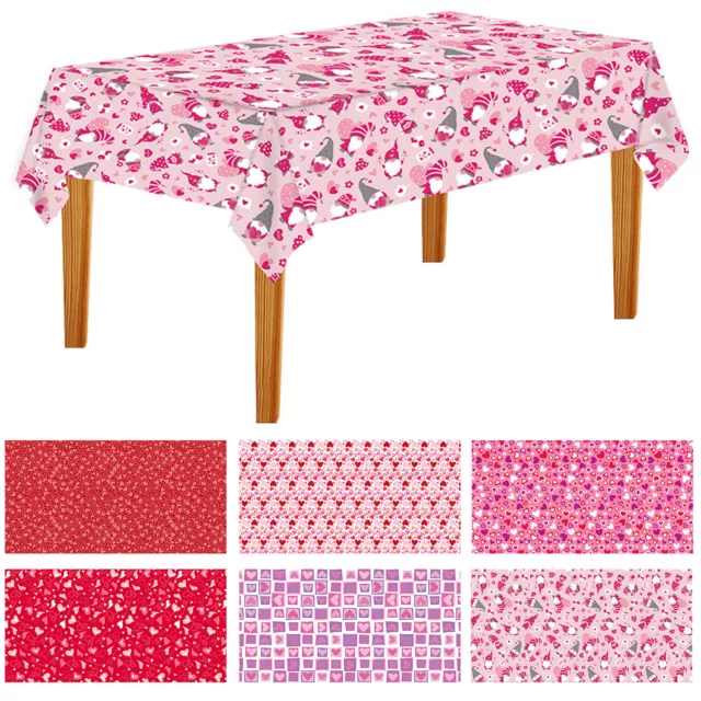 Valentine Day Dinner Essentials Red Heart Patterned Table Cover Romantic