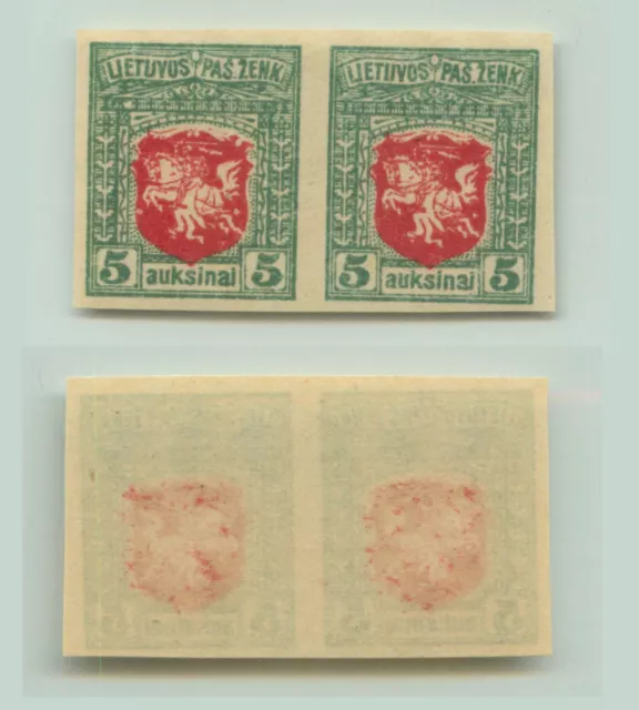 Lithuania  🇱🇹1919 SC 60 MNH imperf wmk 145 , pair. e7016 2