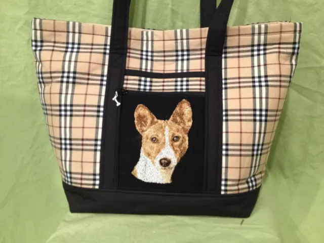 Beautiful Custom Embroidered Basenji Tote