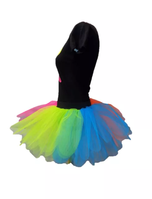 Gonna tutù al neon I Love anni '80 elegante abito nero scalda gambe set bambini 2