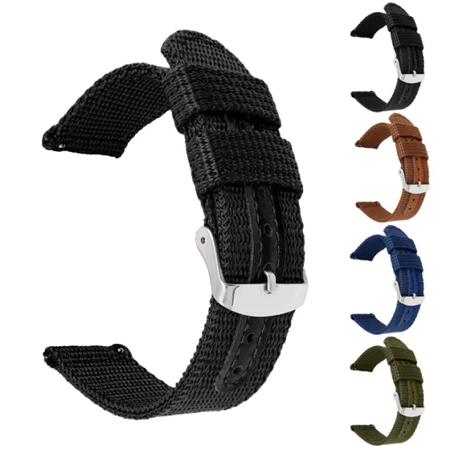 18mm-24mm Nylon Canvas Smart Bracelet Watch Band Watch Strap Quick Release Pins