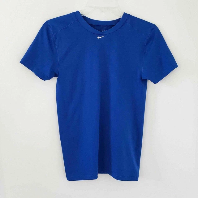 Nike Girls Youth Kids T-shirt Shirt Blue With Swoosh (XL Xlarge) Dri-fit