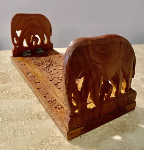 VINTAGE HANDCRAFTED EXPANDABLE WOODEN BOOKS HOLDER Stopper Bookshelf Organizer