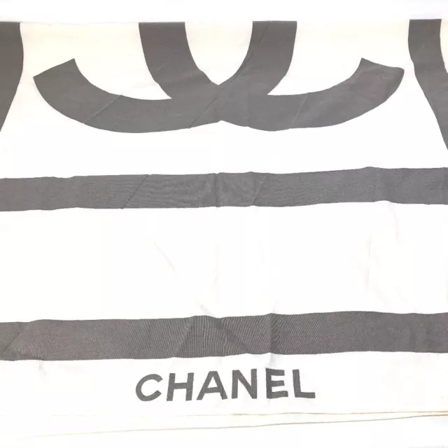 CHANEL BATH TOWEL interior border CC Mark stripe Beach towel