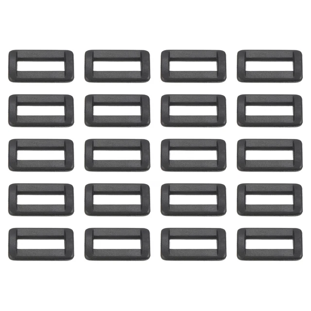 Paquete de 5/8" 50 hebilla rectangular plástico correa cierre correa negro