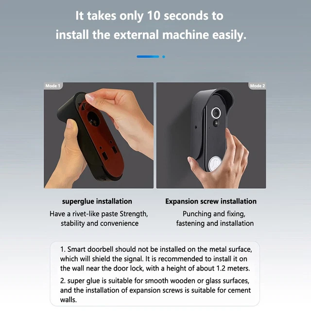 HD Wireless Video Doorbell & Camera Smart Doorbell With Battery  2-Way Audio