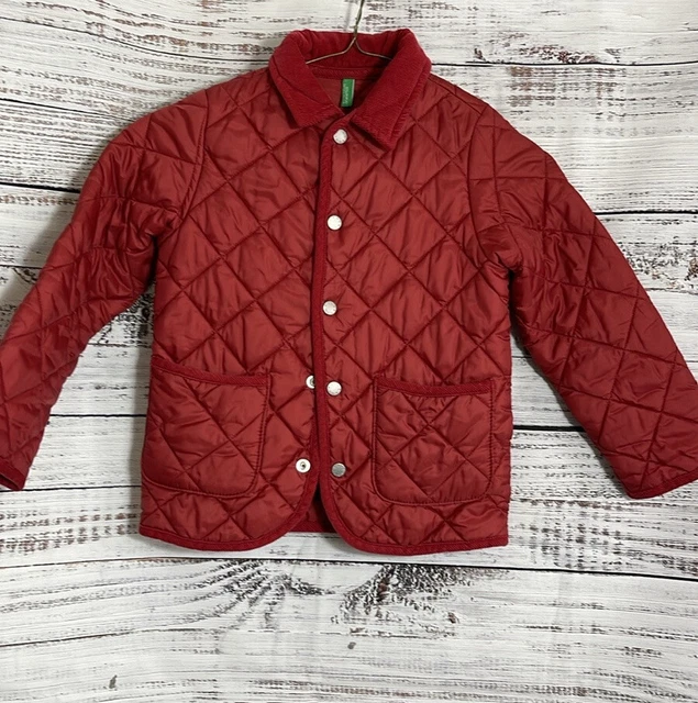 United Colors of Benetton Quilted Jacket Kids Coat Red Size XS 4-5 EUC