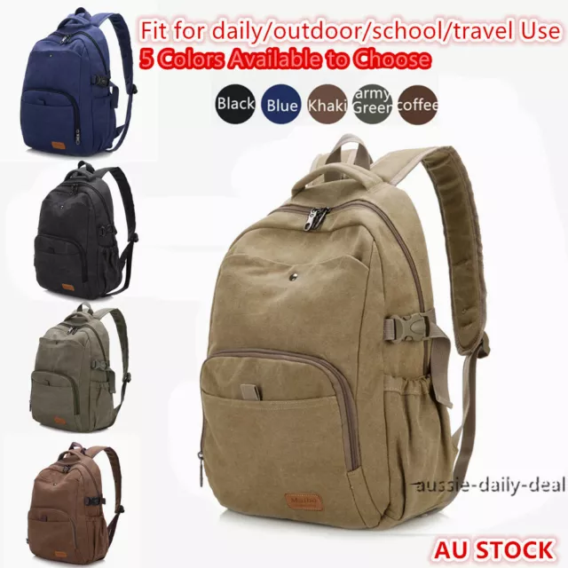 Men Mens Women Large Capacity Backpack Canvas Laptop Notebook School Travel Bag