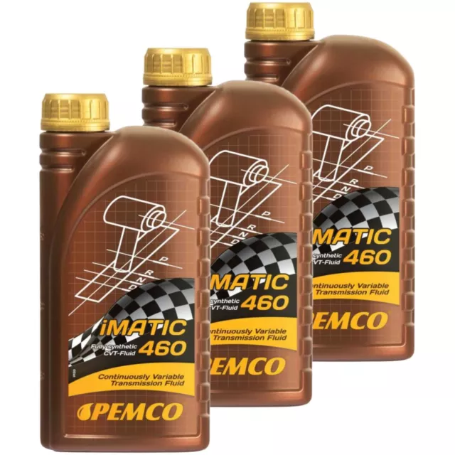 3x PEMCO 1 Litre Imatic 460 Cvt-Fluid Huile de Transmission Automatique