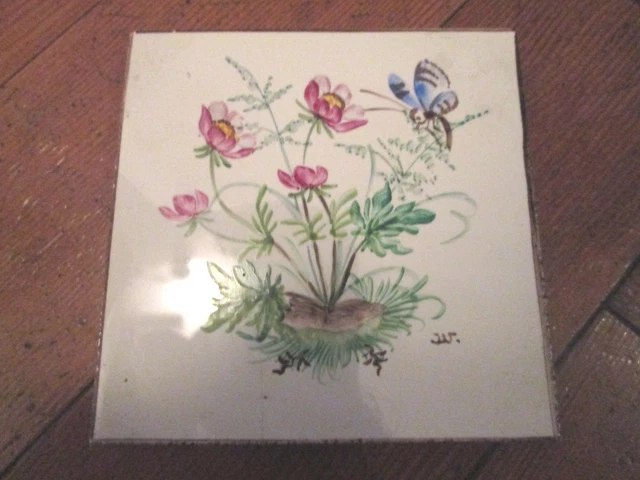 Pretty Vintage Decorative Tile Hand Painted