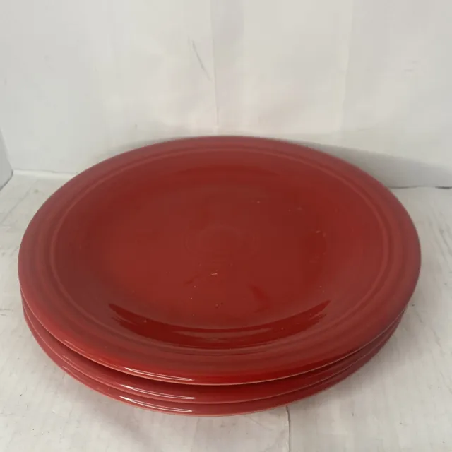 Set Of 3 Fiestaware Dinner Plate Red  10.5" Homer Laughlin Fiesta Lot HLC