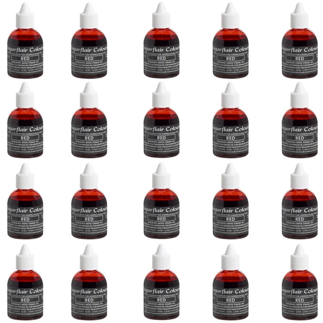 20 x Sugarflair RED Edible Food Colouring Liquid For Airbrushing Cake Decorating