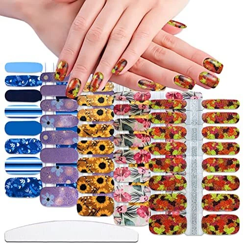 5 hojas de pegatinas de esmalte de uñas de flores para esmalte de uñas colorido KIT3