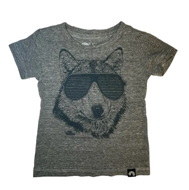Prefresh Toddler 12-18 Months Wolf Dog Sunglasses Graphic Shirt Gray Made In USA