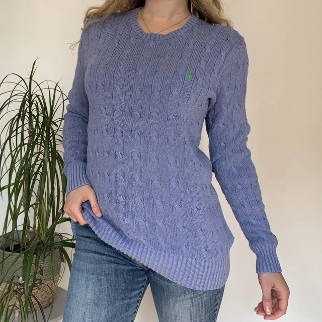 Polo Ralph Lauren light cable knit 100% tussah silk jumper horse Men’s S P2P 20”