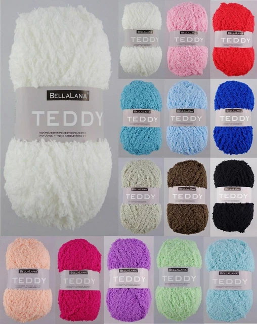 50g BellaLana Teddy Kuschelwolle Garn zum Stricken Häkeln Basteln GP 39,00€/1kg