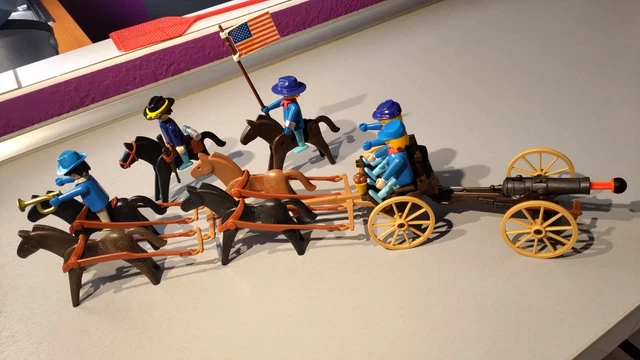 PLAYMOBIL vintage western cowboy chariot bâché double