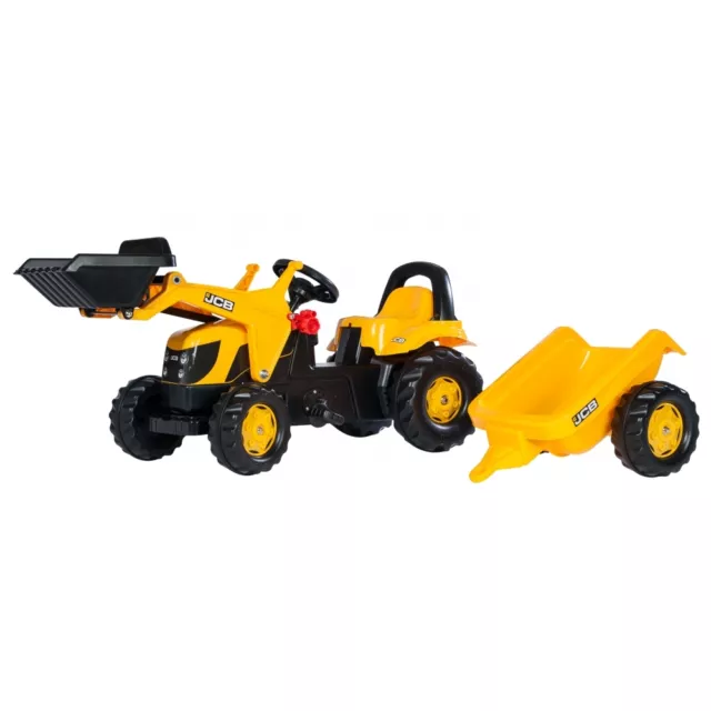 Rolly Toys JCB  Lader mit Anhänger und Frontlader  Traktor Trettraktor gelb
