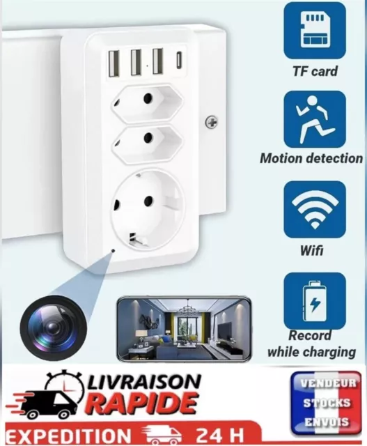 Multiprise usb caméra micro Éspion wifi vidéo NEW2024