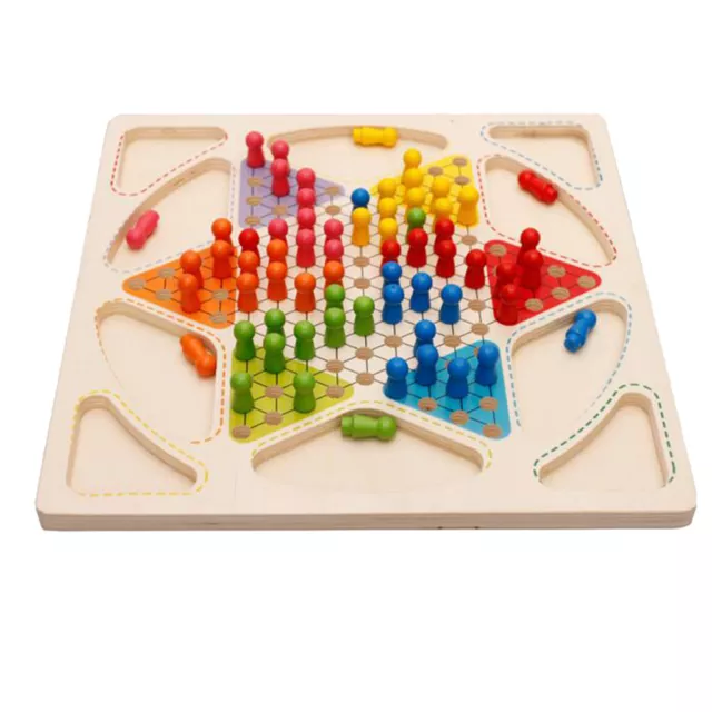 Wooden Game Set 2 in 1 Chinese Checkers Flying Chess for Kids and Adults