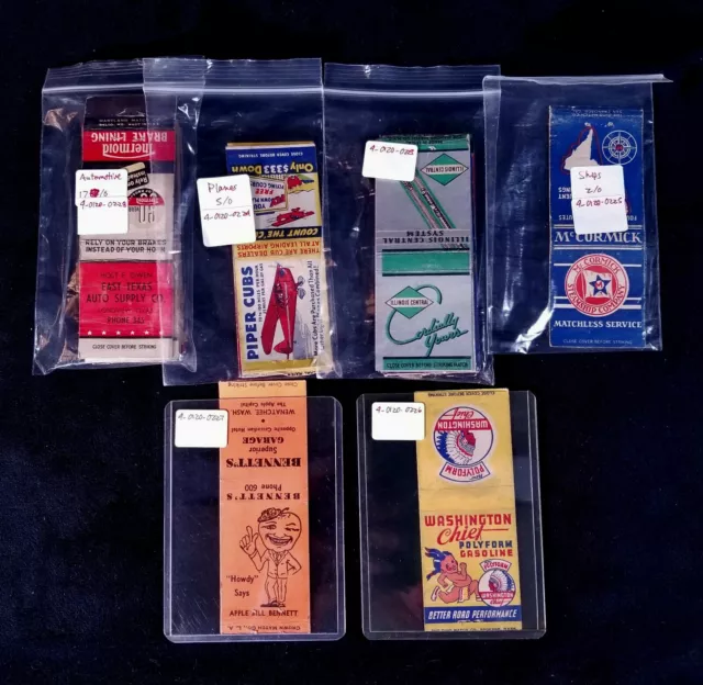 37 Vtg 1930s 40s Transportation Themed Matchbook Lot Of Auto Railroad Plane Ship