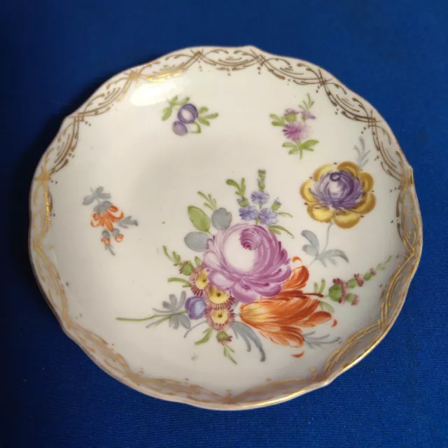 Antique Meissen Porcelain Hand Painted  Floral Small  Plate