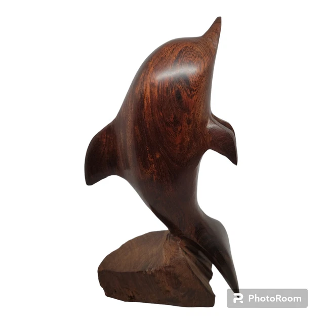 Dolphin, carved wood statue. Dolphin is smooth to the touch. 7.5" 