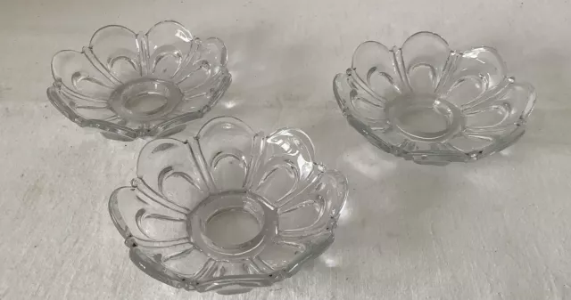 3 Belles Bobèches anciennes Verre Pour Lustre,chandelier,occasion.O