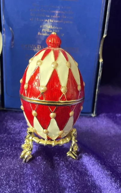 Atlas editions Faberge Egg Harlequin with stands Trinket Box