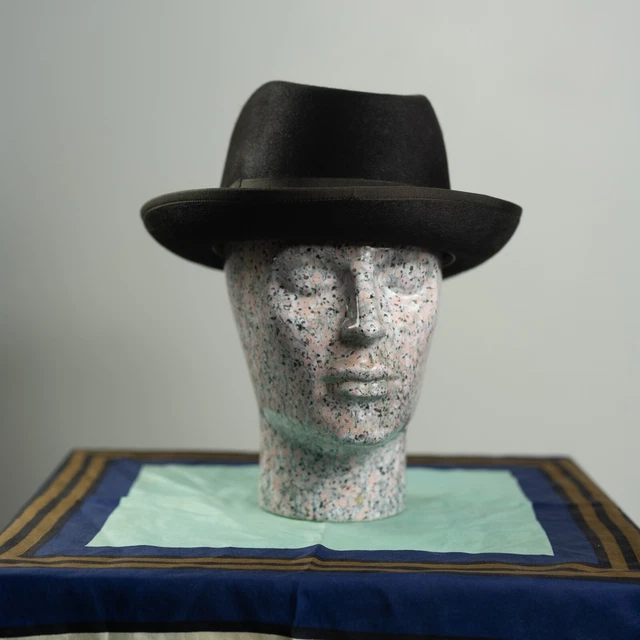 Chapeau Borsalino Alessandria 1966 Noir Taille 5 1/2 (S) - Feutre Qualité Supérieure Vintage Italie
