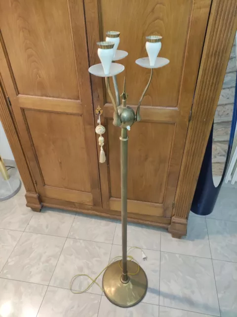 Lampada Da Terra Piantana In Ottone Anni 40 50 Vintage