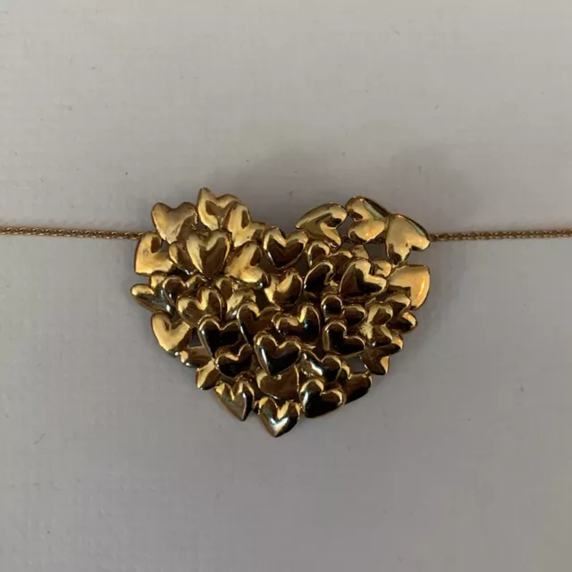 Movado 18k Gold Large Cluster Heart Brooch / Pendant
