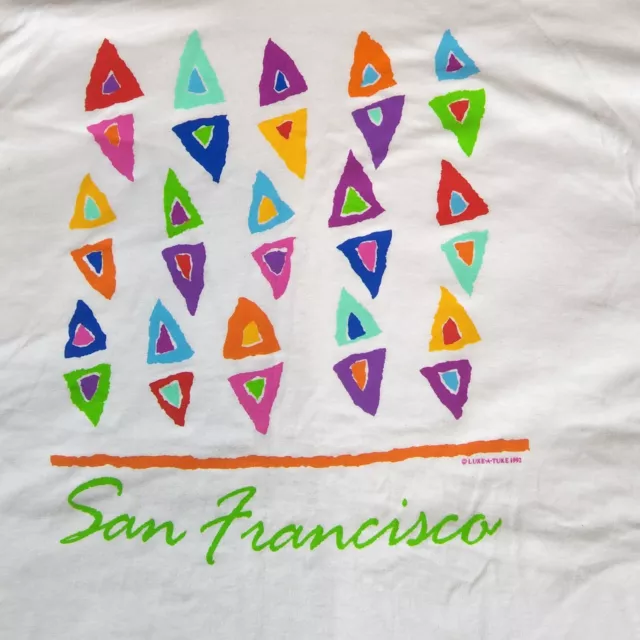 Vtg '92 Tee T Shirt XL San Francisco Luke-A-Tuke Candy Corn Style Art NOS USA