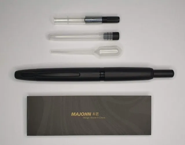 Majohn A1 Retractable EF Fountain Pen Matte Black with Clip, UK Seller