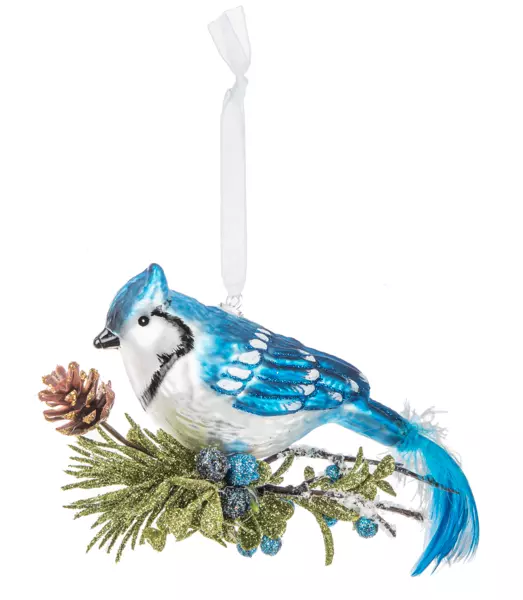 Ganz Kissing Krystal (Acrylic) Blue Jay Vintage glass look Orn Free Ship USA