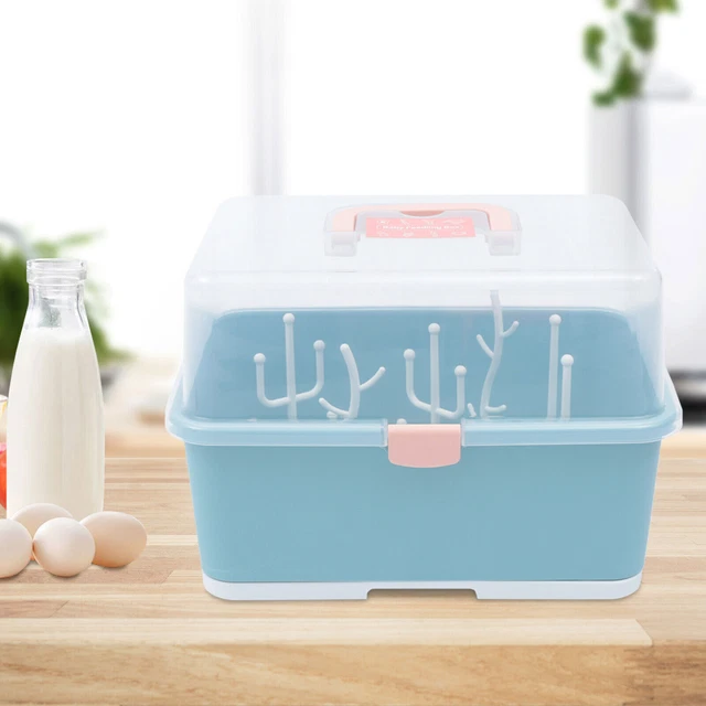 Baby Bottle Drying Rack With Drainer Nursing Bottle Storage Box Fit Infant USA
