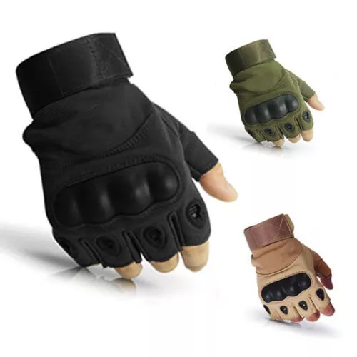 Military Tactical Leather Half Finger Gloves Combat Army Fingerless Gloves Work