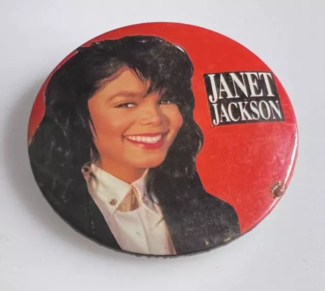 Vintage Janet Jackson Pop Star pin Badge 55 mm diameter