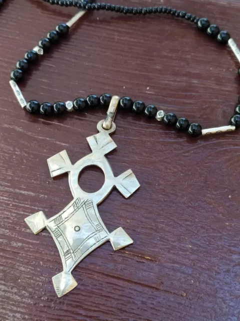 Vintage African Tuareg Silver Necklace Pendant Old Tribal Ethnic Berber Amulet