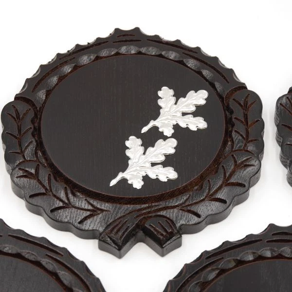 5 Pieza Keilerschilder Tallado Oscuro Af 14cm Con 10x Aluminio Hoja de Roble 2