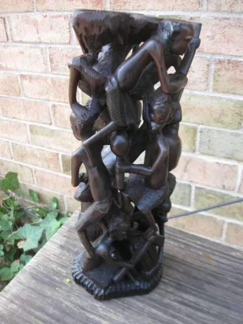 African Makonde Family Tree of Life Wood Carving Sculpture Tanzania