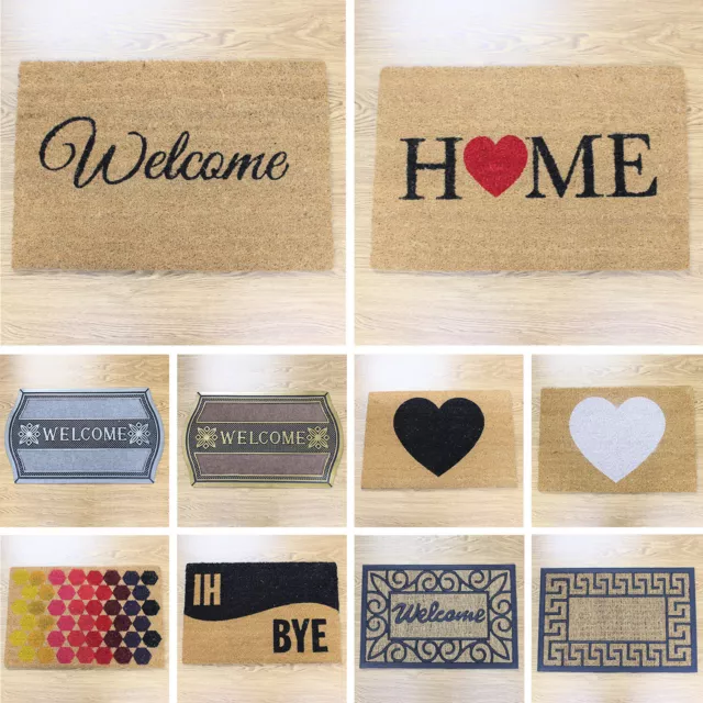 Door Mat Natural Coir Doormat Welcome Floor Entrance Non Slip Indoor Outdoor Mat