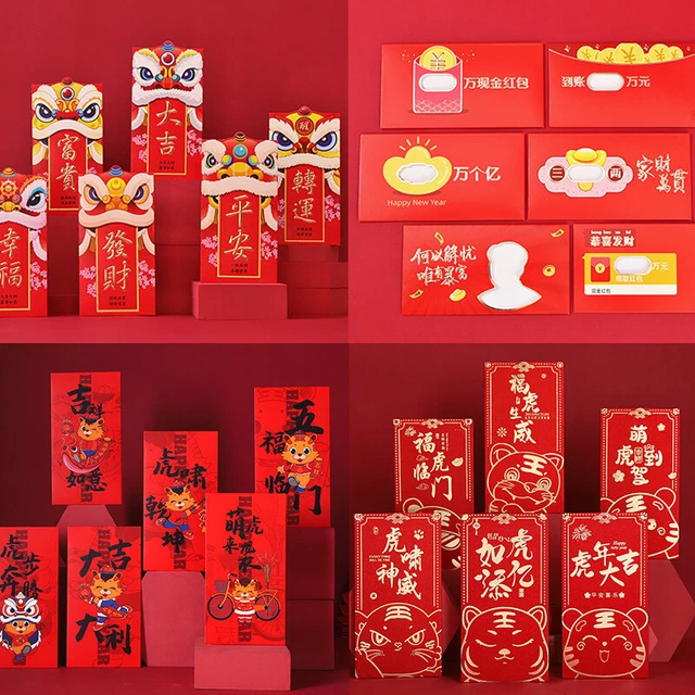 6 pz cartone animato creativo danza del leone busta rossa Capodanno busta rossa H7
